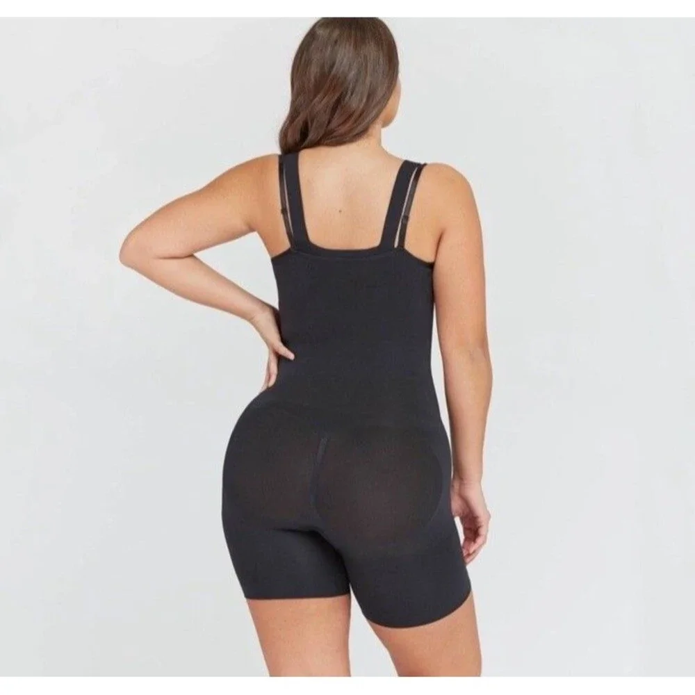 Assets By Spanx Womens Remarkable Open Bust Mid Thigh Bodysuit XL